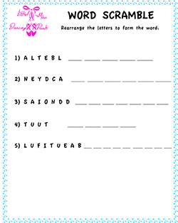 little miss dancey pants word scramble